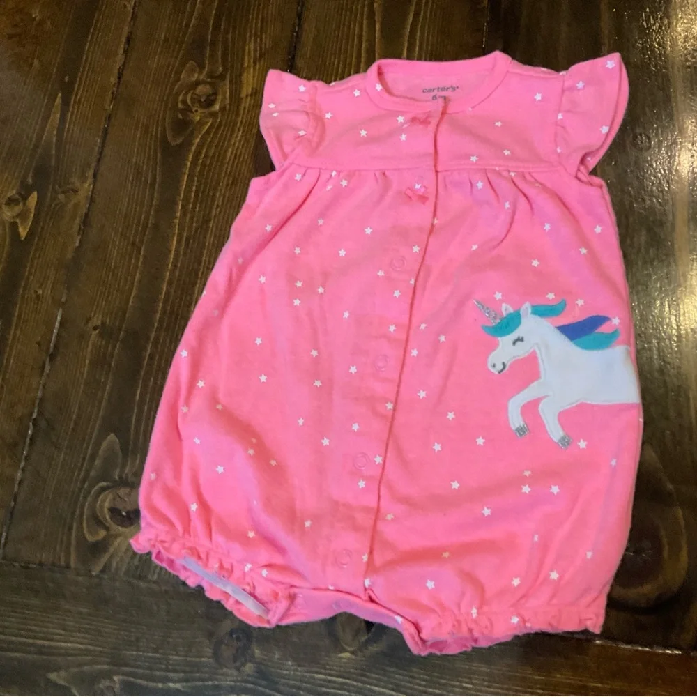 Carter's Pink Unicorn Baby Romper